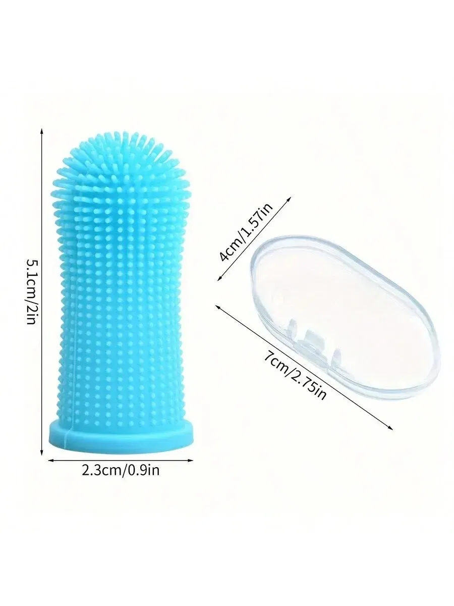 Color: Blue - Pet Finger Toothbrush Cleaning Products for Cats and DogsOral Cleaning ToothbrushesSilicone Bristles