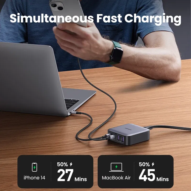Plug Type: JP, Ships From: CHINA - UGREEN 100W 65W GaN Charger Desktop Laptop Fast Charger 4 in 1 Adapter For iPhone 15 14 13 Pro Max Phone Charger Xiaomi Samsung