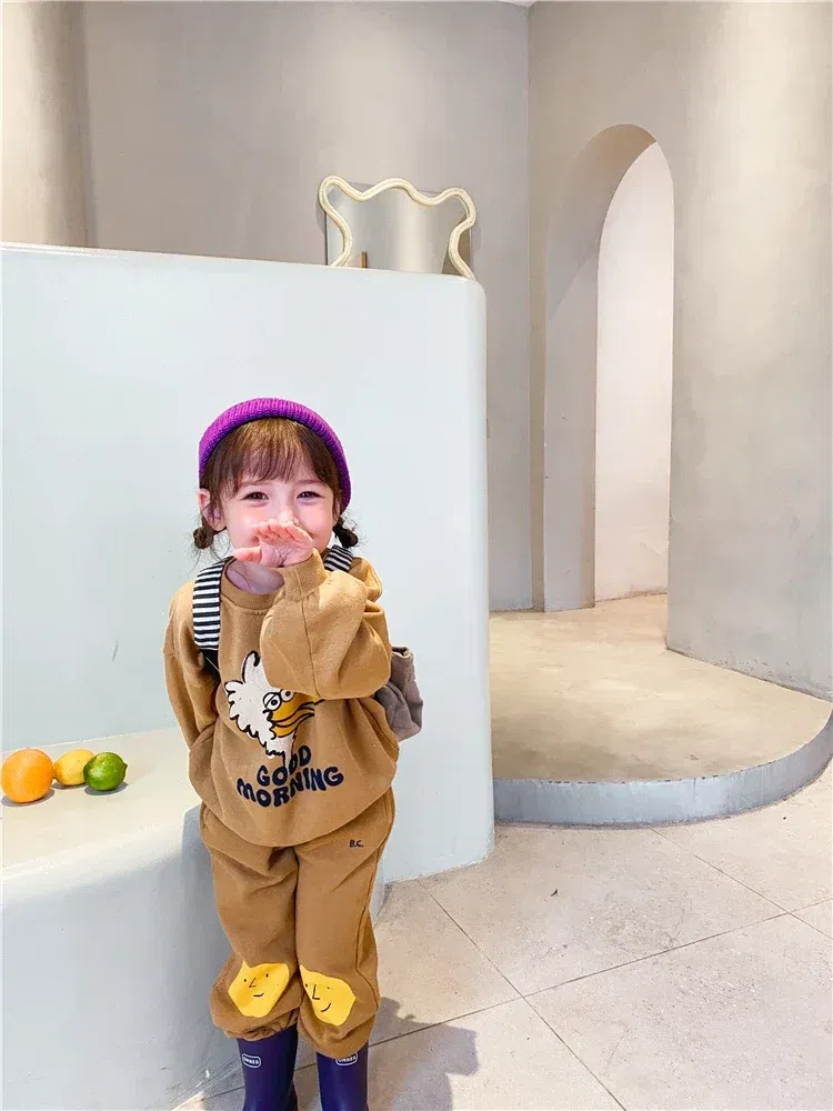 Color: Blue, Kid Size: 2T - Children's Spring Autumn Hoodie Cartoon Print Unisex Sweatshirt European Style Top for Boys And Girls