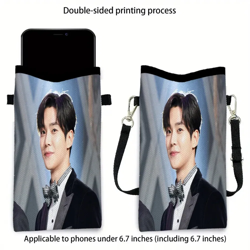 Color: Beige, Size: Extra Large - SF9 Rowoon Print Phone Bag Adjustable Detachable Strap Designed Women Crossbody Bag Convertible Shoulder Bag3.3