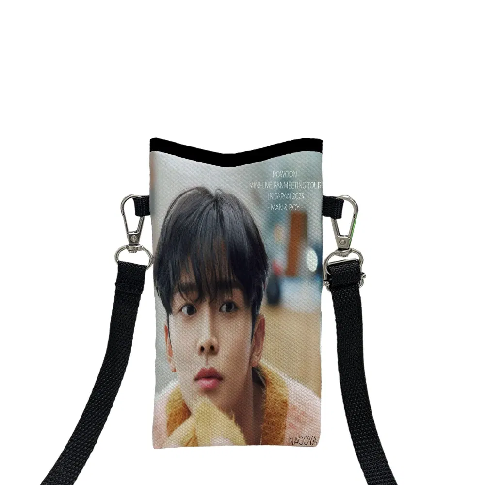 Color: Beige, Size: Extra Large - SF9 Rowoon Print Phone Bag Adjustable Detachable Strap Designed Women Crossbody Bag Convertible Shoulder Bag3.3
