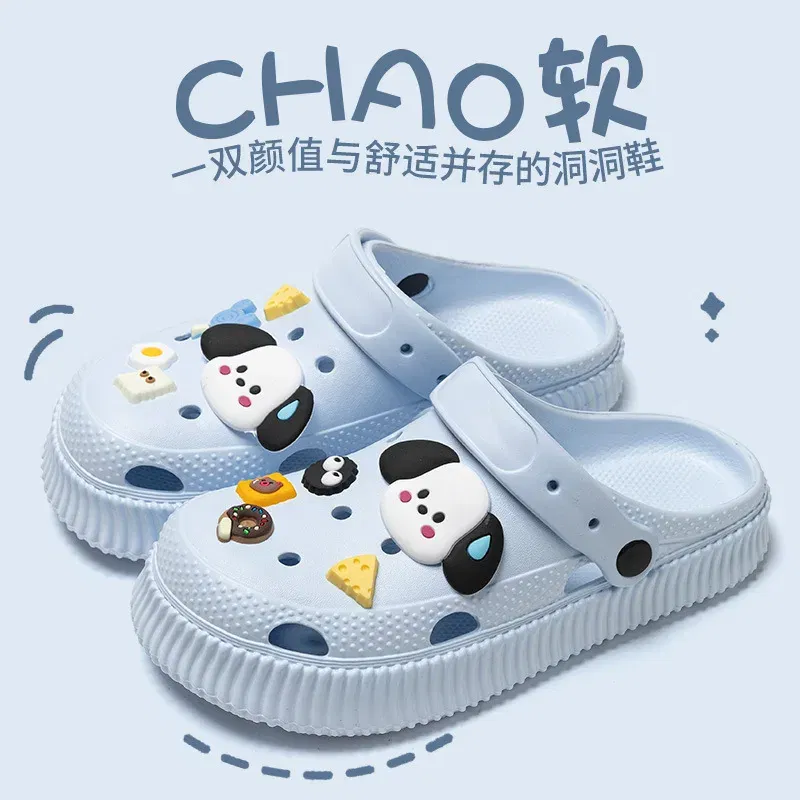 Color: Dark Grey, Shoe Size: 36-37 - Shoes hole shoes girls wear outside couple bag head women cool slippers