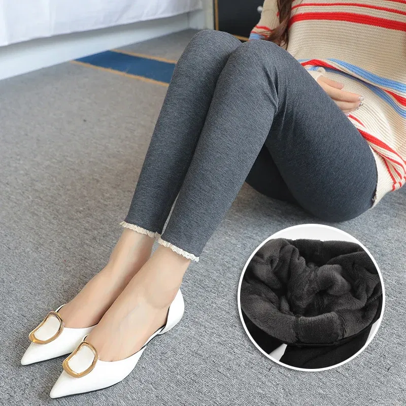 Color: Dark Grey, Maternity Size: XXL - Winter Pregnant Women Black Leggings for Maternity Warm Soft Velvet Pants Pregnancy Inner Wool Clothes Ropa Mujer Embarazada