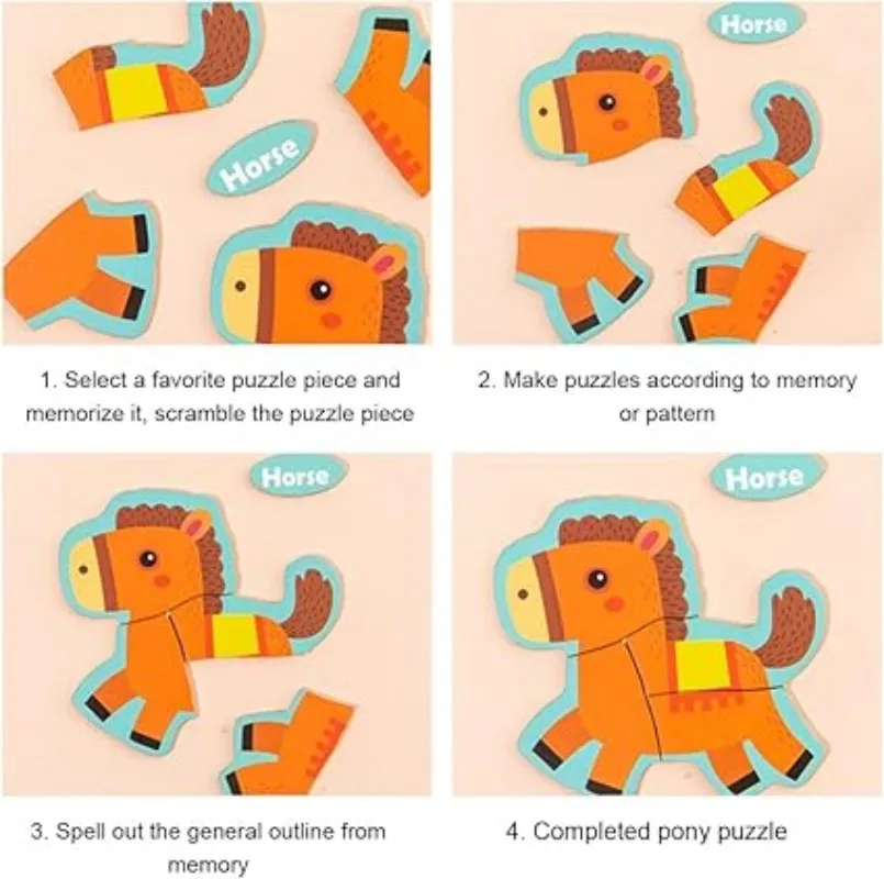 Color: Dark Khaki, Ships From: CHINA - Wooden Puzzle Jigsaw Toys For Children Wood 3d Cartoon Animal Puzzles Intelligence Kids Early Educational Toys for Children