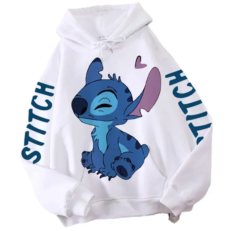 Color: Beige, Size: 6T - Disney Hoodie Fashion Stitch Angel Monster Letter Cartoon Sweatshirt Pullover Cute Harajuku Unisex Women's Pocket Top