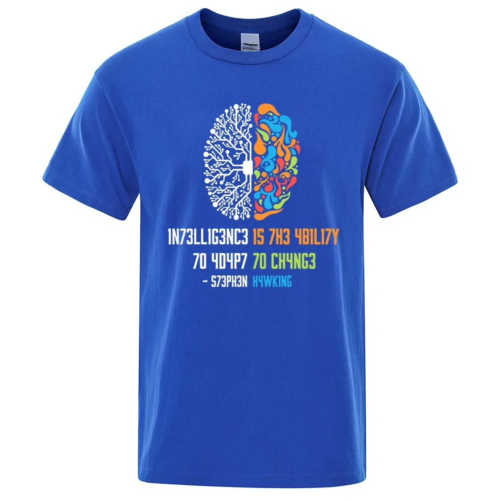 Color: black, Size: M - Intelligence Is The Ability To Adapt To Change Tops Men Women Shirt Loose Clothing Loose Cotton Oversize Tshirt Hip Hop Tops