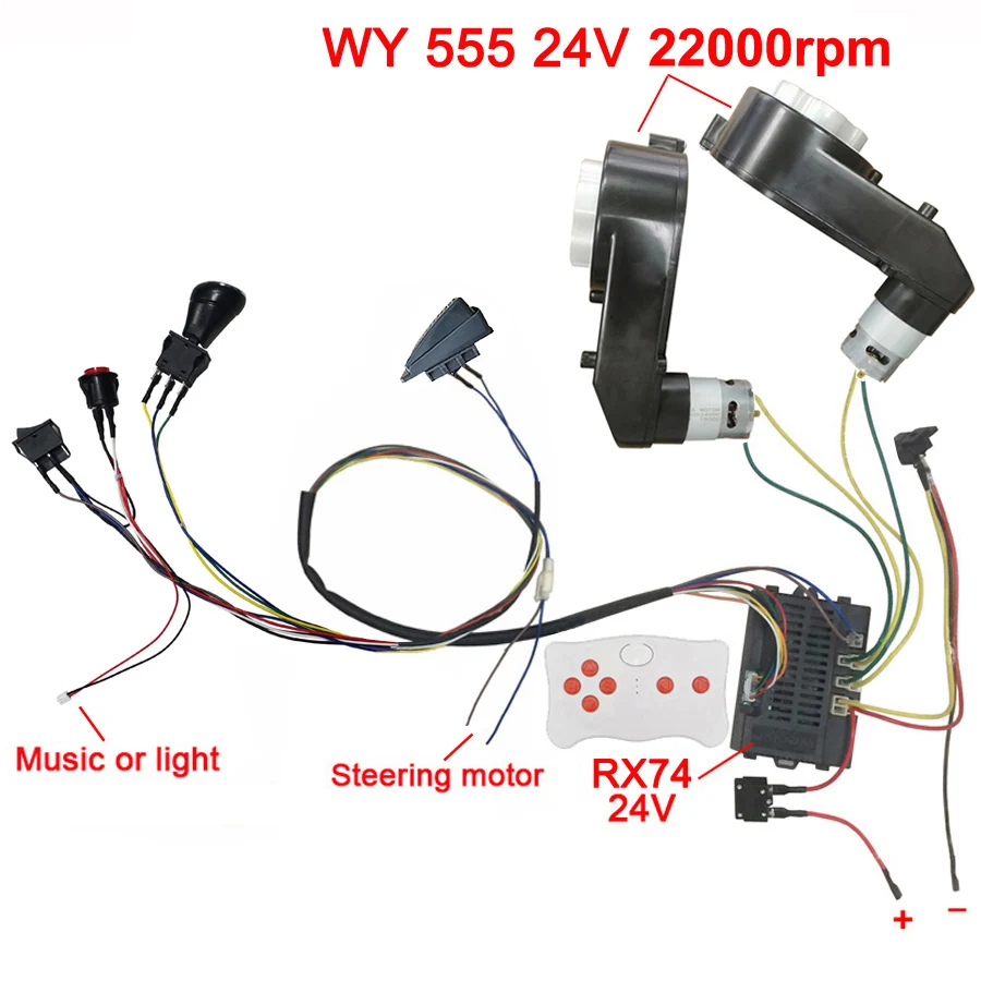 Color: PURPLE - Children electric car DIY accessories wires and gearbox,Self-made toy car full set of parts for electric car kids ride on