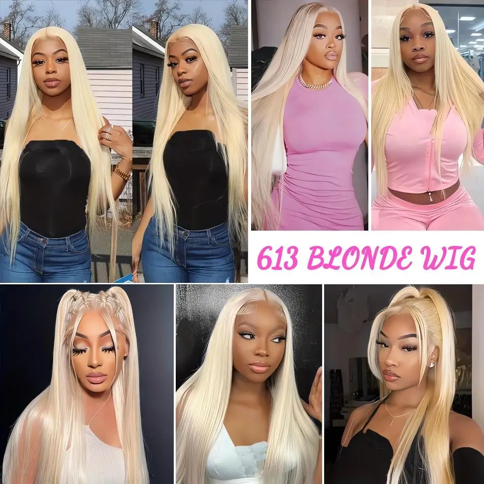 Color: #4, Ships From: CHINA, Stretched Length: 30inches, Density: 180% - Blonde Wig Straight 613 Hd Lace Frontal Wig 13X6 13X4 Transparent Brazilian Straight Lace Front Wigs 30 Inch 100% Human Hair