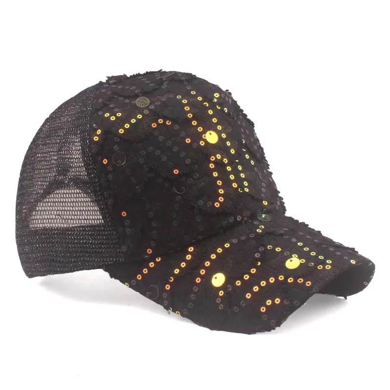 [YARBUU] Sequin Baseball Cap Sunshade Net Cap For Outdoor Activity Light Panel Baseball Hat Sunshade Sunscreen Peaked Cap