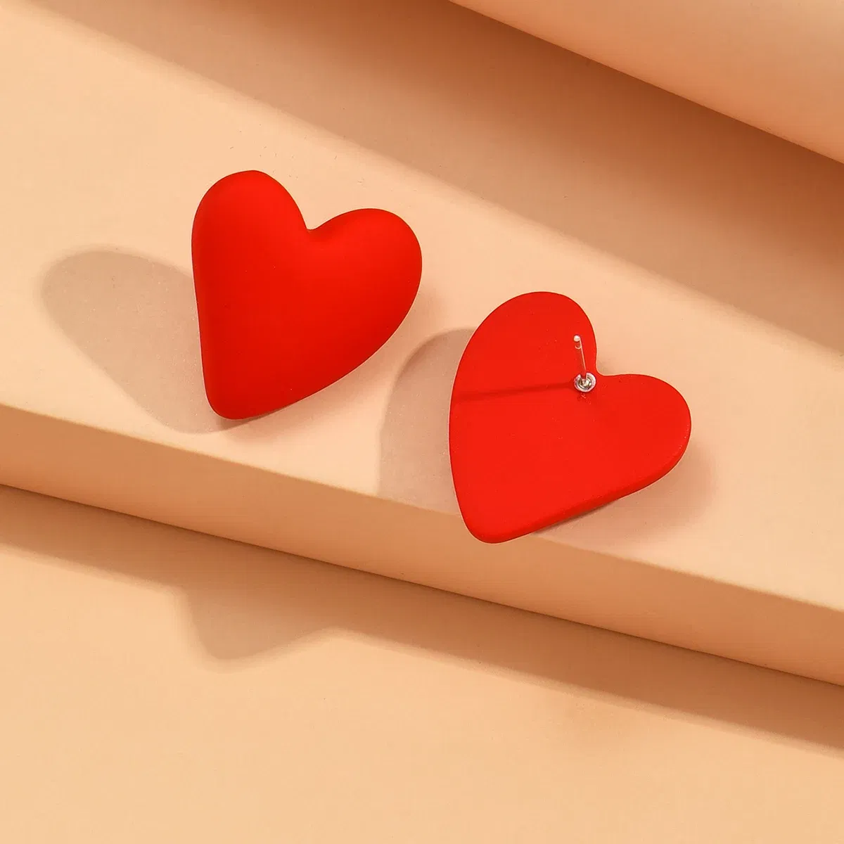 Metal Color: SILVER PLATED - Koean Fashion Candy Color Acrylic Love Eardrop Simple Design Geometric Heart Party Jewelry Earrings Ear Studs All-match EarStuds