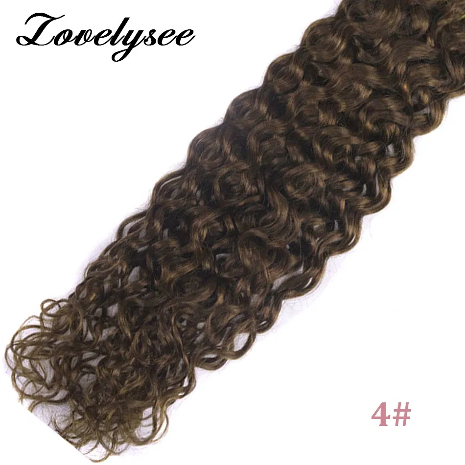 Color: #4, Length: 20 INCHES, Items per Package: 40 pcs - Water Wave Tape in Human Hair Extensions 2g/pcs Dark Brown Real Human Hair Adhesive Invisible Keratin Hair Extensions for Women
