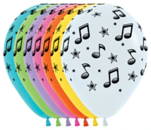 Balloons - Music Notes Fashion Assorted  - Pack of 12