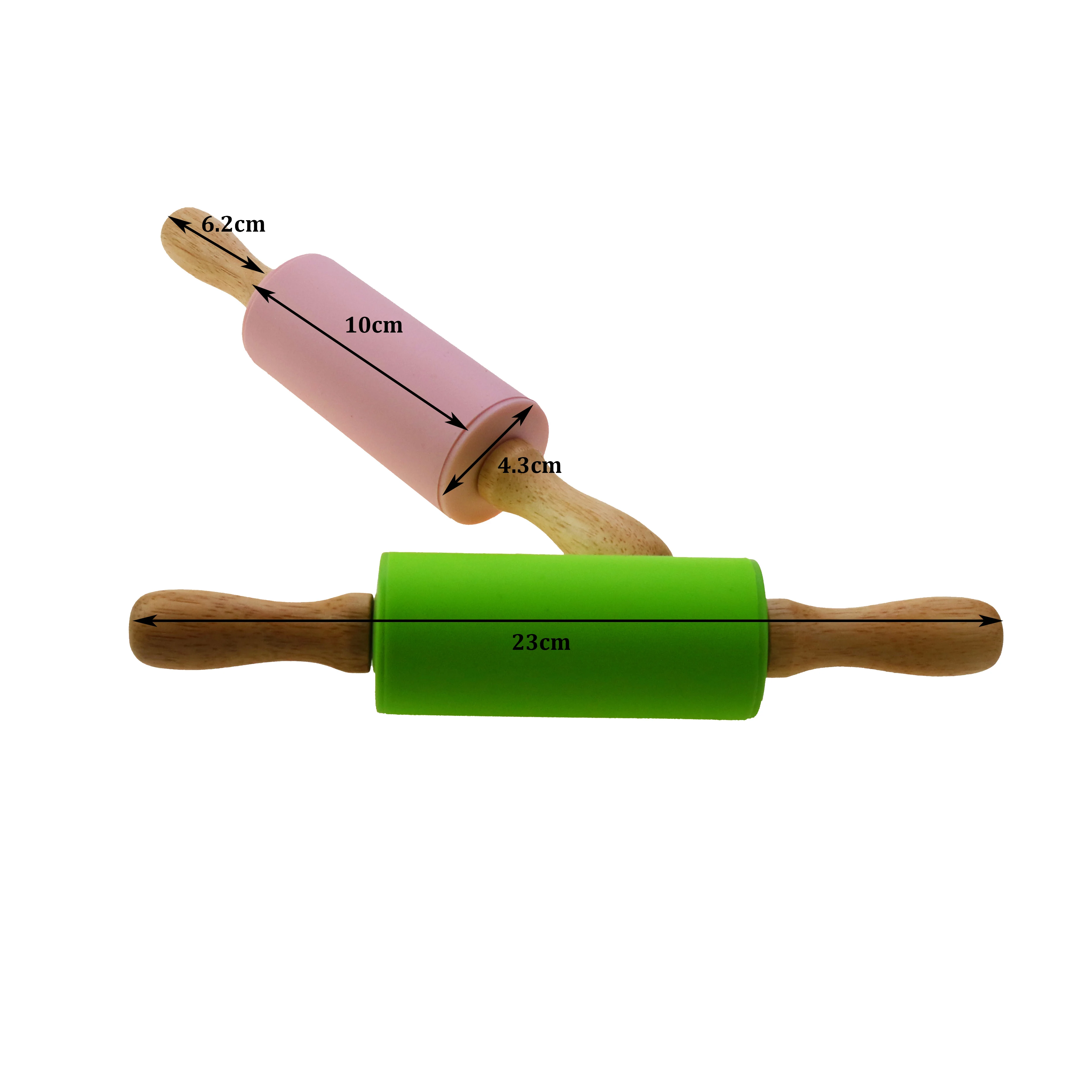 Color: Chocolate - 1pcs Non-Stick Wooden Handle Pin Pastry Dough Flour Roller Silicone Rolling Kitchen Baking Cooking Tools Christmas Rolling Pin