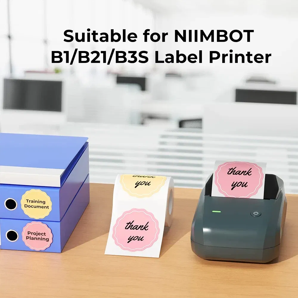 color: Pink - Niimbot Round Mini Printer Portable Thermal Label Stickers Self-Adhesive Waterproof for B1/B21/B3S Label Maker Sticker New