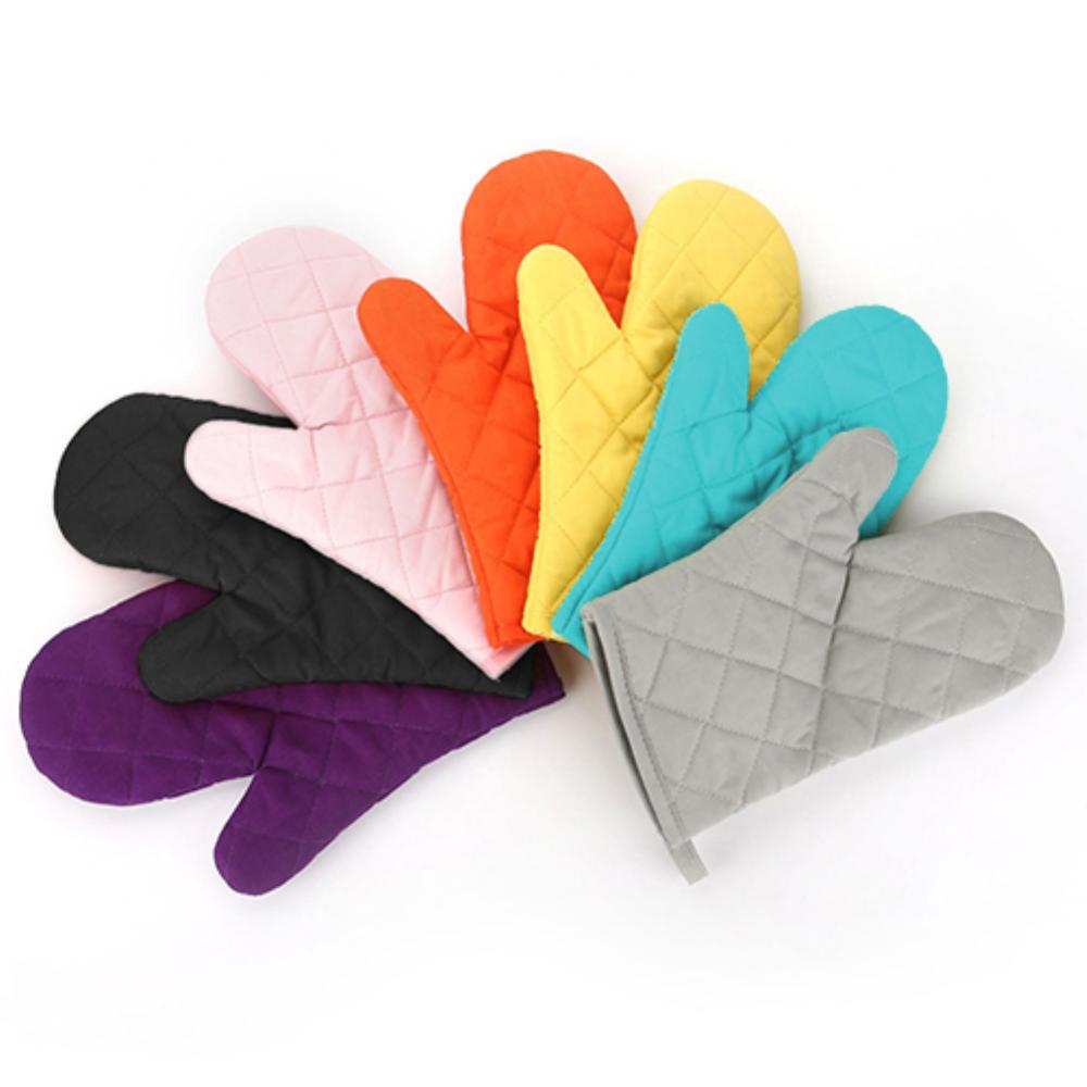 Color: black - Cotton Oven Mitt High Quality Heat Proof Resistant Protector Kitchen Cooking Pot Holder Glove Kitchen Bakeware