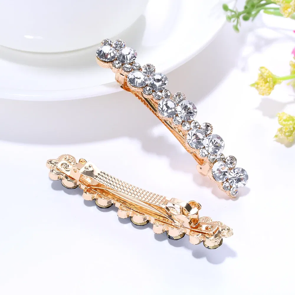 Color: GRAY - Hot Sale 5 Colors Korean Crystal Pearl Elegant Women Barrettes Hair Clip Hairgrips Hairpin Girls Hair Accessories Dropshipping