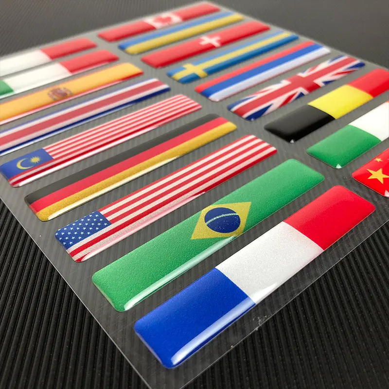 Color: Silver - 3D Reflective National Flag Sticker Motorcycle Accessories Car Decal British Italy USA France Russia Spain Brazil Chile ukraine