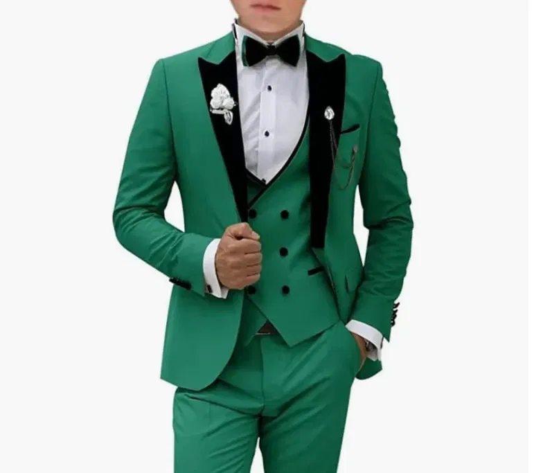 Color: Pink, Size: 5XL - Pink Prom Suit for Men 3 Piece Jacket Vest Pants Set Peaked Lapel Blazer Outfit Costume Birthday Party