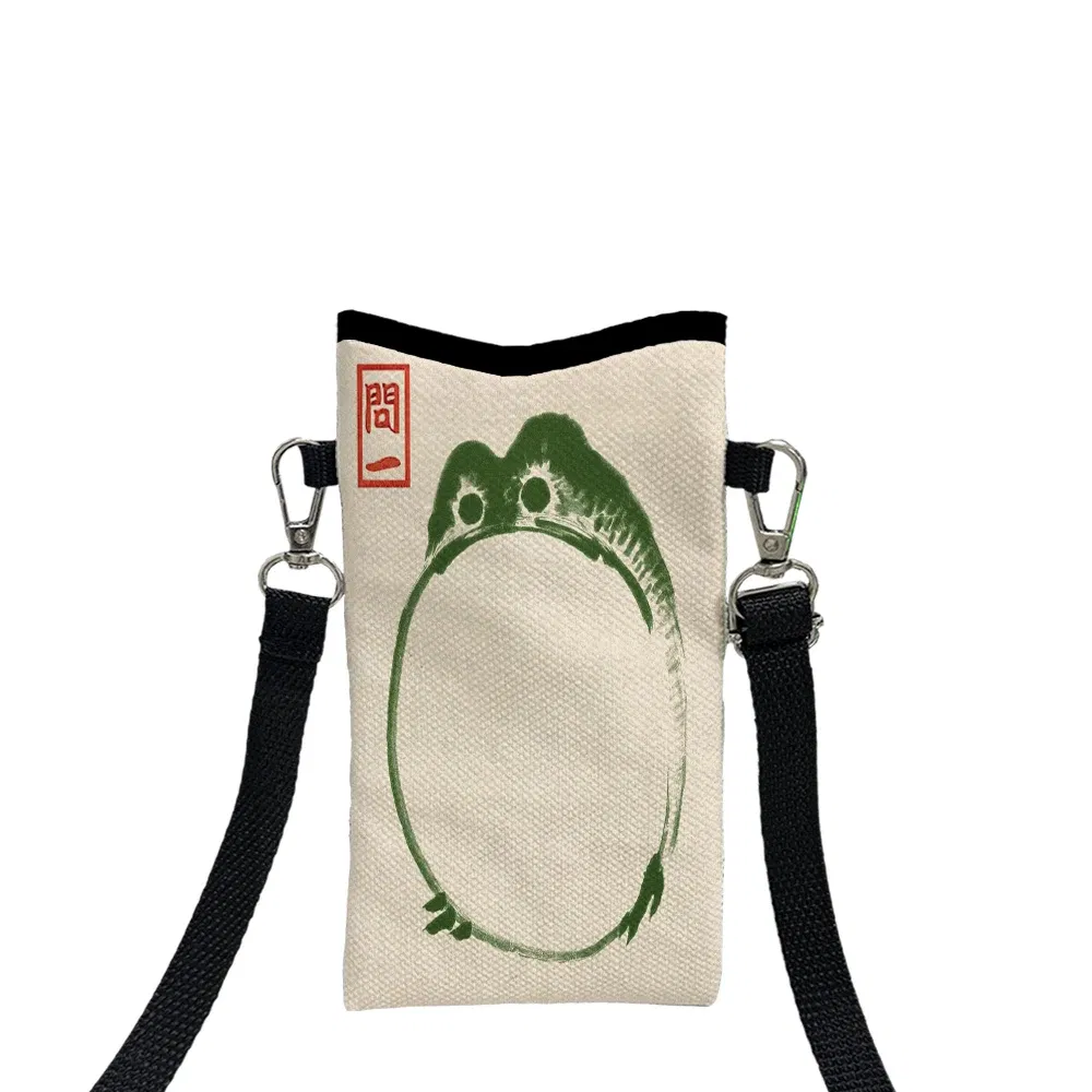 Color: Beige, Size: Extra Large - Frog CrossbodyBag Print Phone Wallet with AdjustableShoulder Strap Unisex Design ForDailyUse,Travel10.7