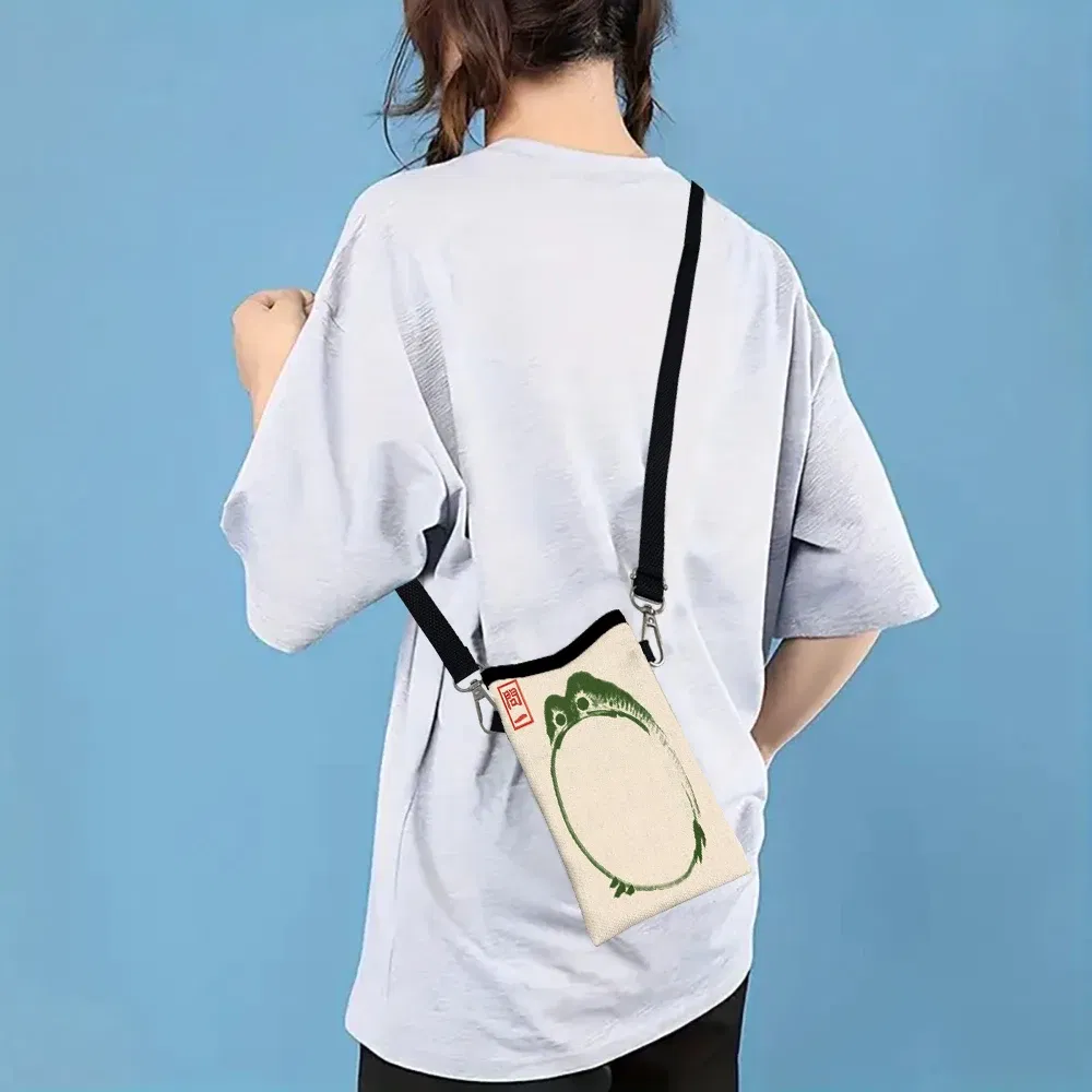 Color: Beige, Size: Extra Large - Frog CrossbodyBag Print Phone Wallet with AdjustableShoulder Strap Unisex Design ForDailyUse,Travel10.7