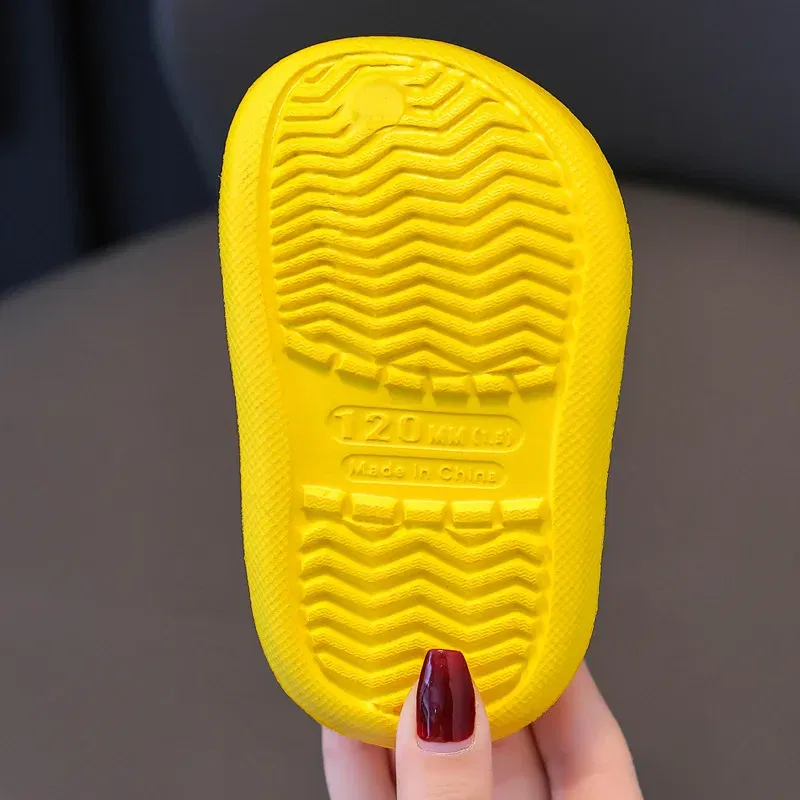 Color: Yellow, Shoe Size: 1.5 - Summer Childrens Slippers Hole Kids Sandals Soft Anti-Skid Cartoon Dinosaur DIY Design Indoor Anti-Slip Boys Girls Beach Shoes