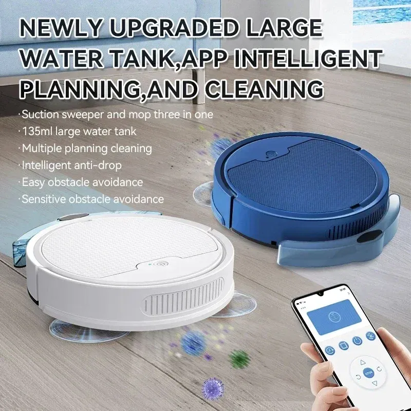 Color: WHITE - New Xiaomi Automatic Sweeping Robot Vacuum Cleaner APP Control Water Tank Sweep And Wet Mopping Vacuum Clean Intelligent Robot