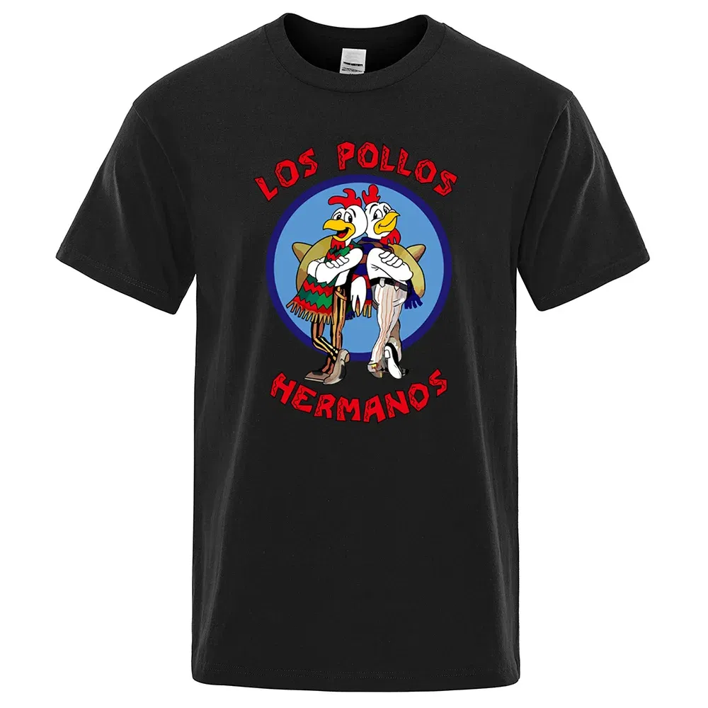 Color: Blue, Size: XXXL - LOS POLLOS Hermanos Funny Printed T-Shirt Men Fashion Casual Short Sleeves Summer Cotton Breathable Tshirt Chicken Brothers Tee