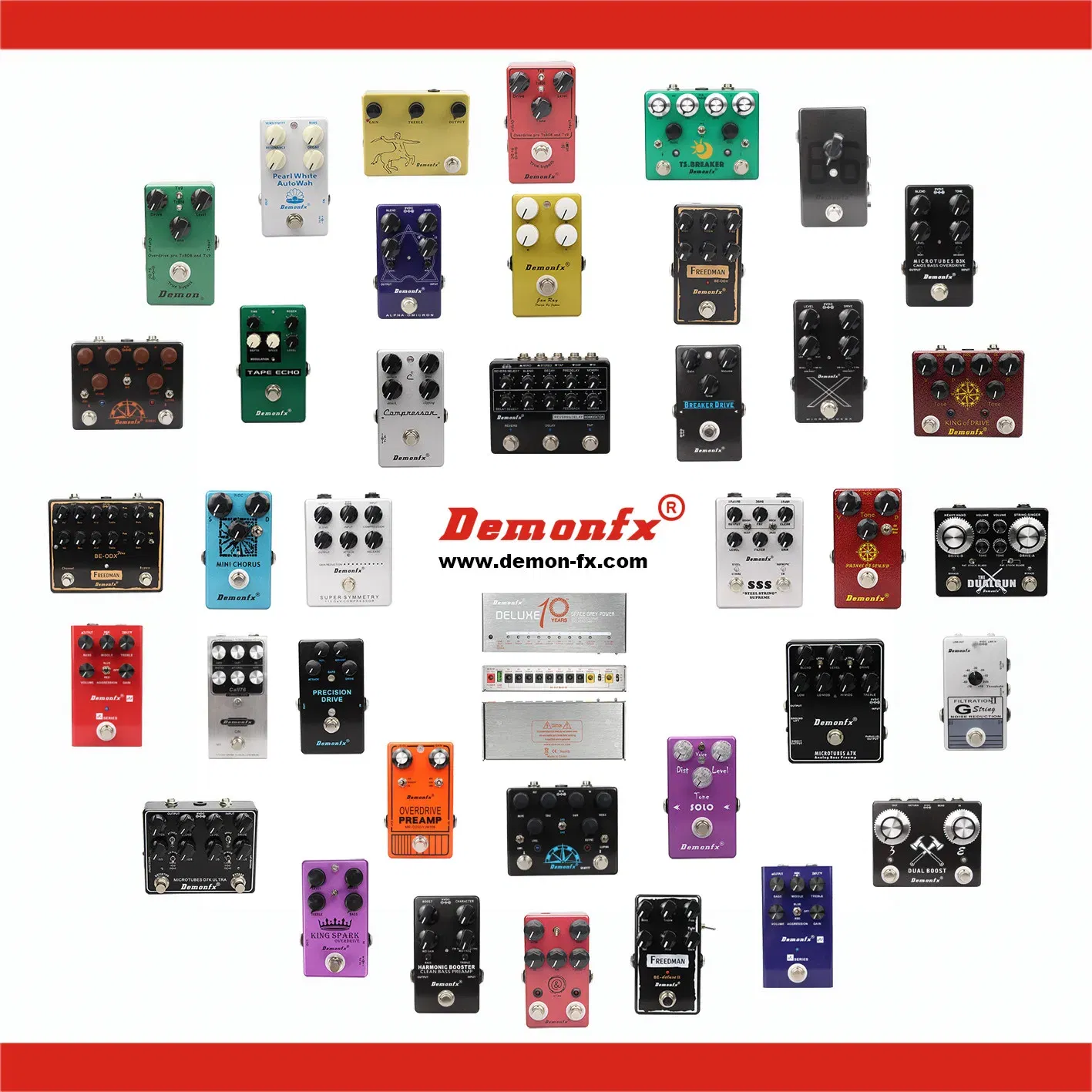 Color: Orange - Demonfx High quality Guitar Effect Pedal Wah Distortion Overdrive Delay Reverb Compressor Booster Pedal