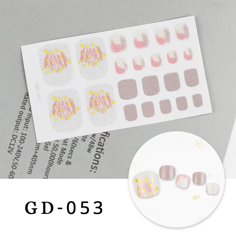 Color: gold foil - Colorful Nail Stickers Foot Shiny Glitter Nails  Charms Full Cover Self-Adhesive Nail Polish Stickers for Nails Art