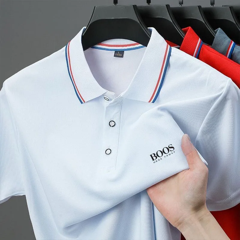Color: black, Size: 4XL - 2025 Summer New Men's Short Sleeved Embroidered Polo Shirt Breathable Lightweight Shirt Luxurious Top Casual Lapel Men's T-shirt