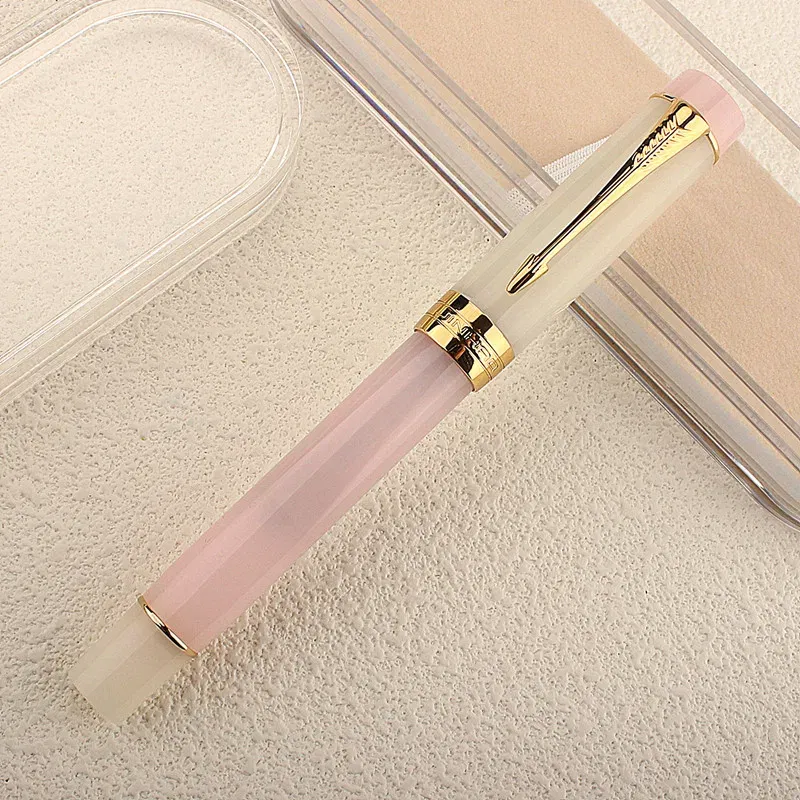 Color: Light Grey, Nib Size: MF - JINHAO 100 Centennial Fountain Pen Resin Gold Clip Nib EF F M Students Pens Business Stationery School Office Supplies PK 9019