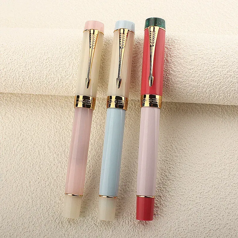 Color: Light Grey, Nib Size: MF - JINHAO 100 Centennial Fountain Pen Resin Gold Clip Nib EF F M Students Pens Business Stationery School Office Supplies PK 9019