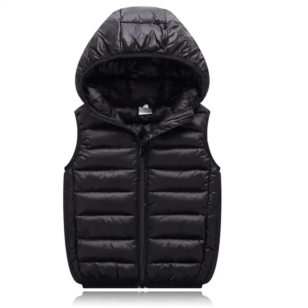 Color: black, Kid Size: 5T - Fall Solid Waistcoat Children Outerwear Winter Coats Kids Clothes Warm Boys and Girls Hooded Vest for Age 2-12 Years Old