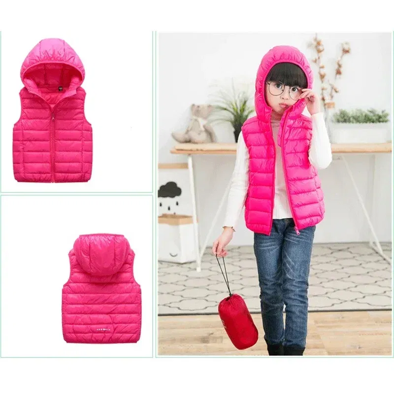 Color: black, Kid Size: 5T - Fall Solid Waistcoat Children Outerwear Winter Coats Kids Clothes Warm Boys and Girls Hooded Vest for Age 2-12 Years Old