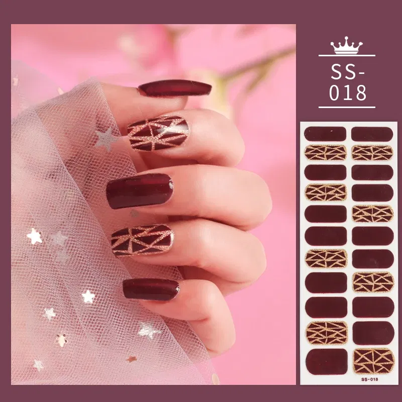 Color: Amry Green - 22 Tips Blue and White Shiny Speckles Nail Art Sticker Full Cover Nail Stickers Last Update Nail Wraps Lot Sticker for Nails