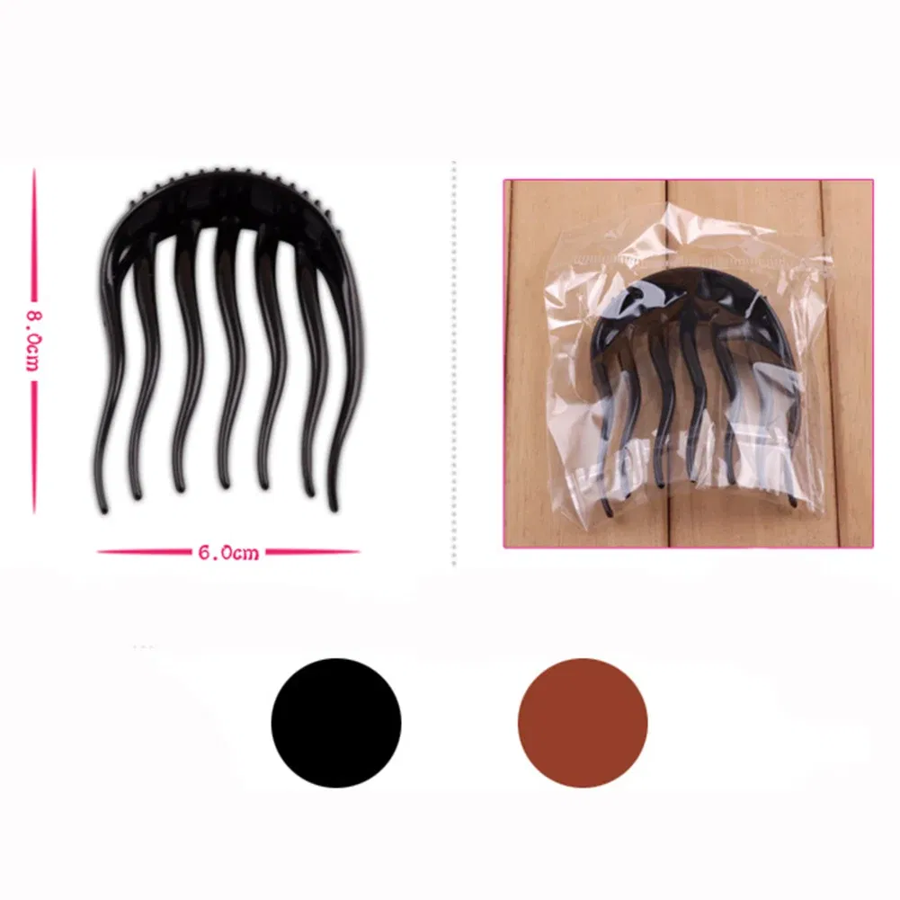 Color: Coffee - 2022 Women Hair Styling Clip Plastic Hair Stick Bun Maker Braid Tool Ponytail Holder Girls Hairpins Hair Accessories Hair Combs