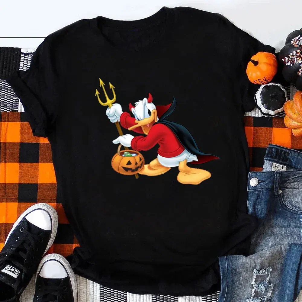 Color: Orange, Kid Size: 4T - Funny Mickey Minnie Mummy Print Disney Children Cotton T Shirts Trick Treat Fashion Halloween Cute Kid Clothes Girls Streetwear