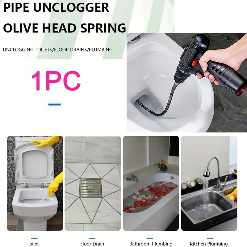 1pc Electric Drill Pipe Dredging Tool Spring Pipe Sewer Dredger Bathroom Kitchen Drain Cleaner Sink Clog Remover
