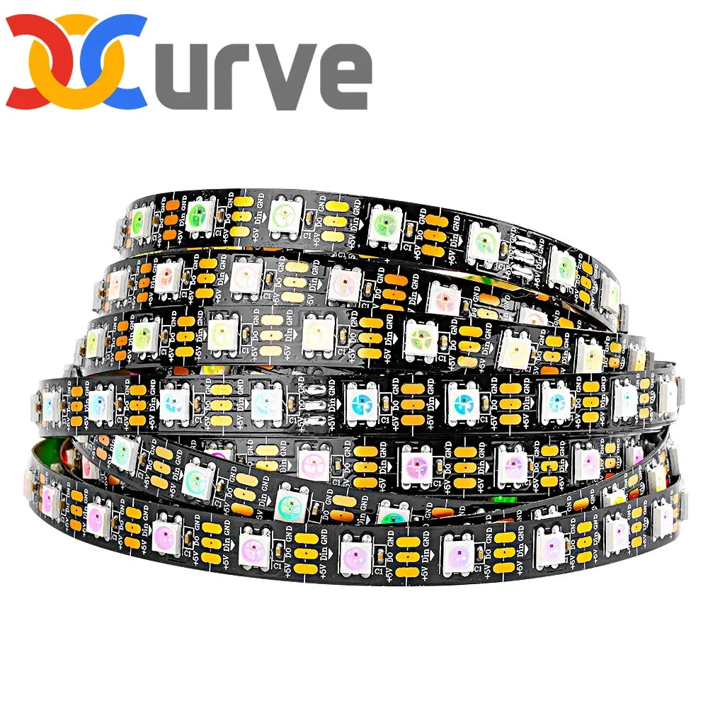 Emitting Color: Emitting Color7, Color: Yellow - 1m/2m/5m WS2812B ECO 30/60/100/144 pixels/leds/m TV RGB Led Strip Light WS2812 IC Individually Addressable Black/White PCB DC5V
