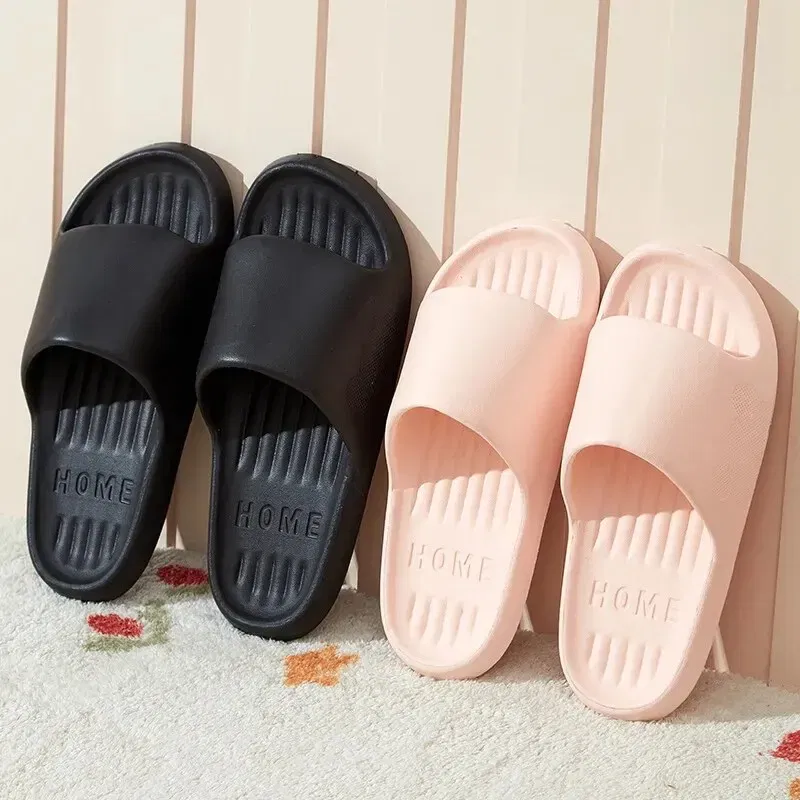 Color: Yellow, Shoe Size: 40 - Soft Slippers Couples Home Outdoor Slipper Summer Women Bedroom Thick Bottom Shoes Beach Sandals Men Flip Flops Shower Shoes