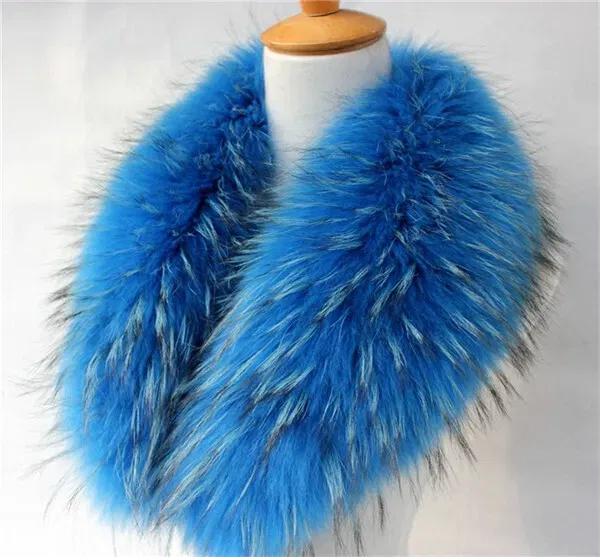 Color: green, Size: XXXL - Real Raccoon Fur Scarves Woman 100% Pure Natural Raccoon Fur Collar Warm Winter Scarves Red Fox Fur Collar L#1