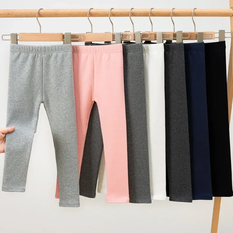 Color: SKY BLUE, Kid Size: 2T - Girls' Leggings Spring And Autumn Style 95 Cotton Female Baby Elastic Pants Children's Slim outer Wear Pants