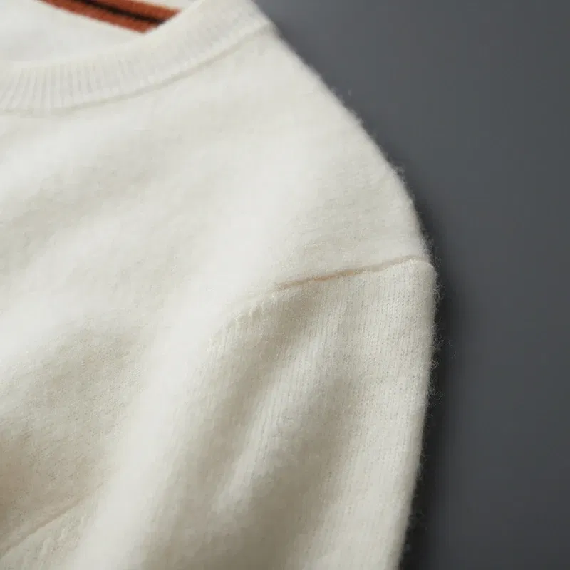 Color: Khaki, Size: M, Ships From: CHINA - Autumn Winter Men's O-Neck Pullover Sweater 100% Cashmere Simple Basic Knitwear Cashmere Solid Color Clothing Casual Warm Tops