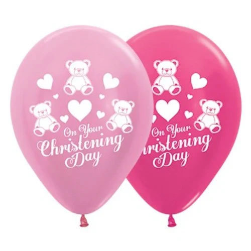 30cm On Your Christening Day  Pink & Fuchsia Metallic - Pack of 6