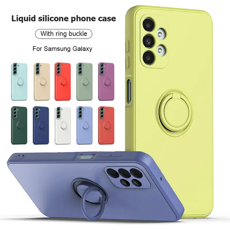 Color: Beige, Ships From: CHINA, Material: EVA - With Ring Holder Phone Case For Samsung Galaxy S24 Ultra S23 S22 S21 Plus A13 A52 A53 A54 TPU Soft Back Cover