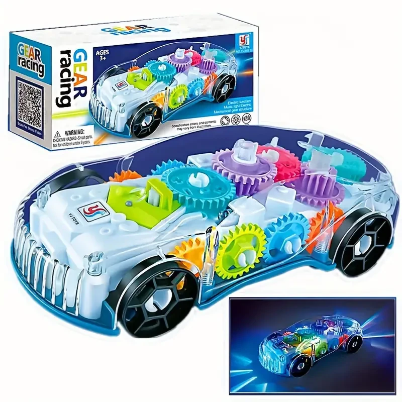 360 Rotating Transparent Car Toy Car, Colorful Lights, Cool Music, As Christmas Gift, Birthday Gift, Halloween Gift, Without Battery.