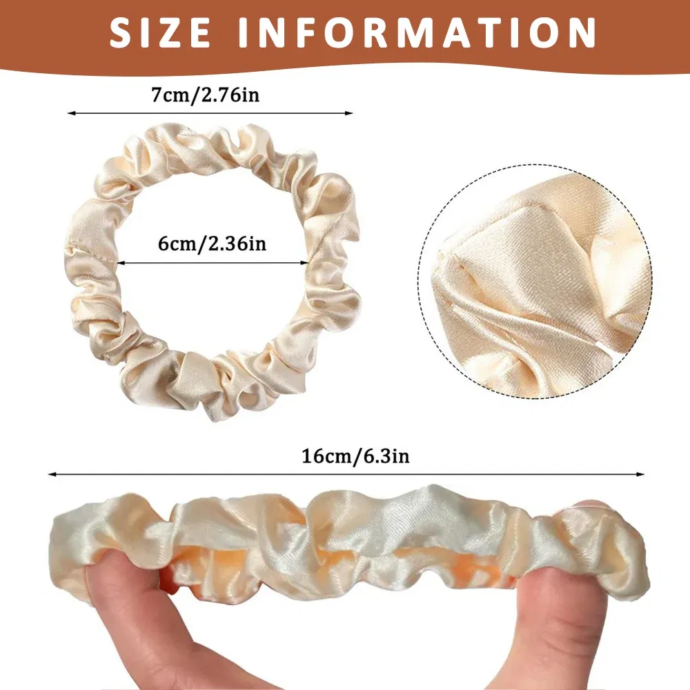 Color: Pink - Free Shipping 3PCS/Set Satin Silky Scrunchies Hair Rope Luxury Solid Color Elastic Hair Bands Women Hair Accessories Headwear