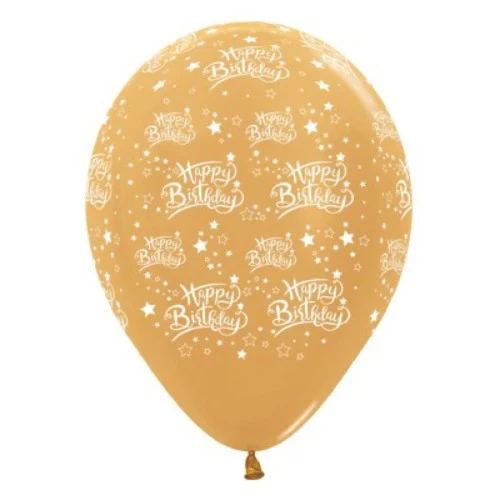 30cm Happy Birthday Stars Gold Metallic - Pack of 25
