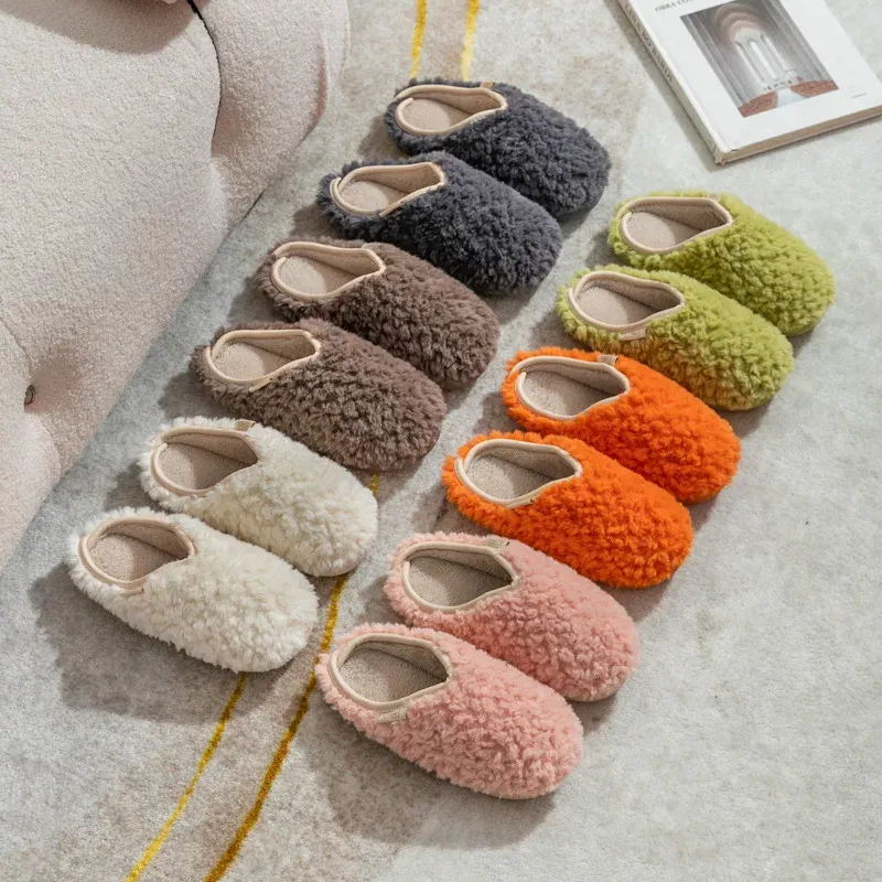Color: Burgandy, Shoe Size: 44-45, Ships From: CHINA - Gacimy Women's Winter Fuzzy Slippers Indoor Warm Soft Sole Fluffy Home Slides Plush Women Flat Shoes Couple Fur Cotton Slippers