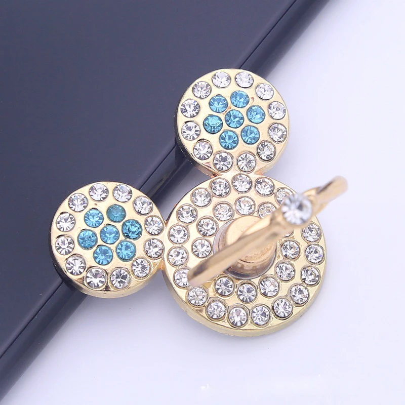 Color: Blue - Cute Anime Mickey Mouse Minnie Phone Finger Ring Holder With Diamond Kawaii High Quality Mobile Stand For Iphone 13 14 Huawei